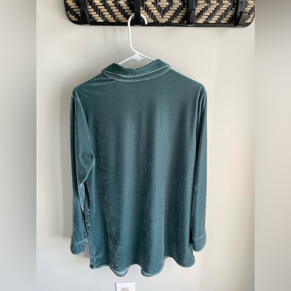 Soft Surroundings Velvet Boyfriend Tunic Shirt - Teal - Medium - Picture 7 of 13